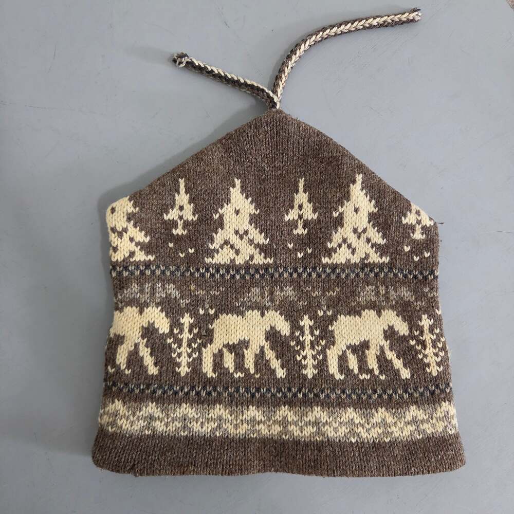 American Eagle Outfitters Winter Hat Womens OS Wool Blend Fair Isle Moose FLAWED